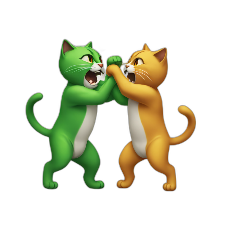 two cat gree fighting emoji