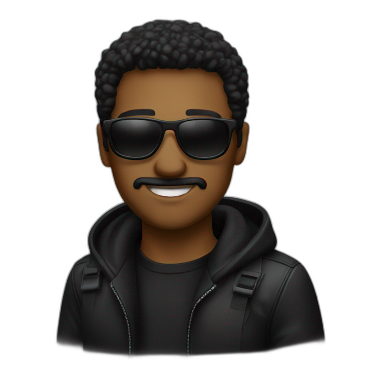 Cool man in black cool sunglasses emoji