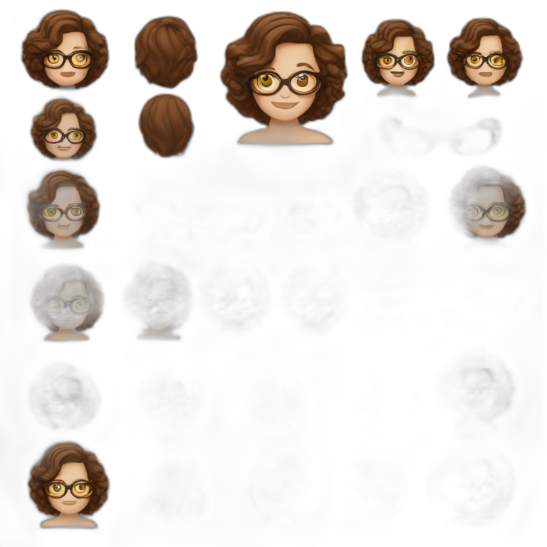 woman white skin glasses wavy brown hair emoji