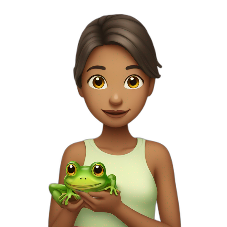 cute girl with frog emoji