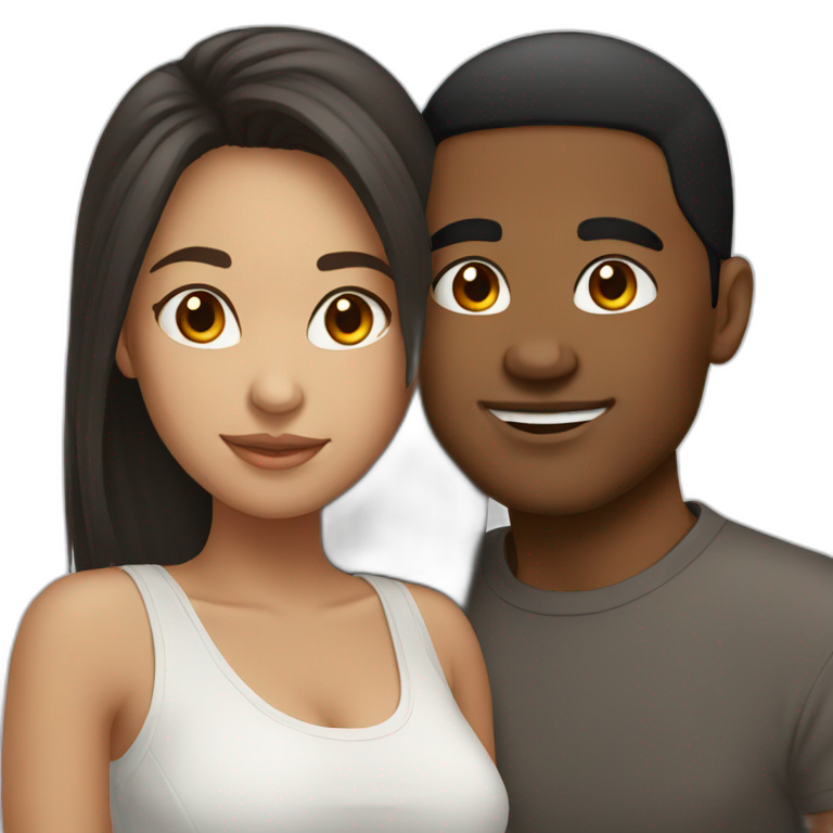 mixed race couple black and asian emoji