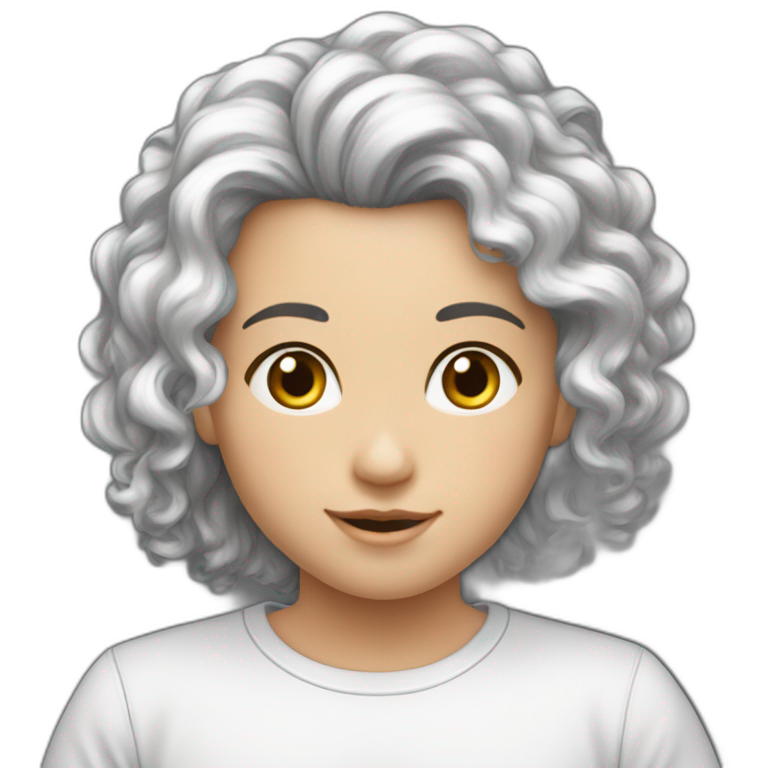 Garçon blanc cheveux noir avec fille noir cheveux long boucle emoji