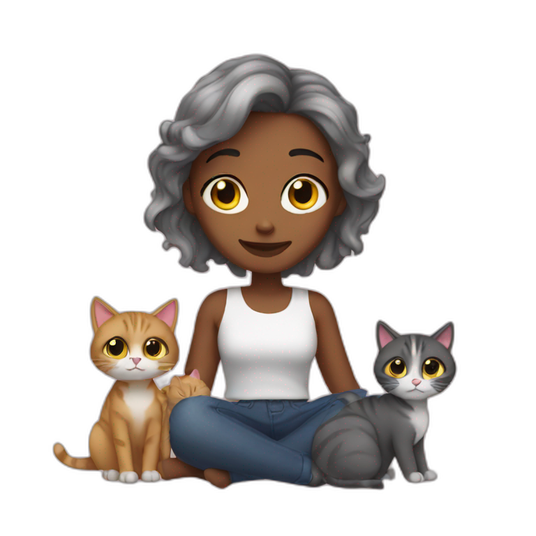girl with her cats emoji