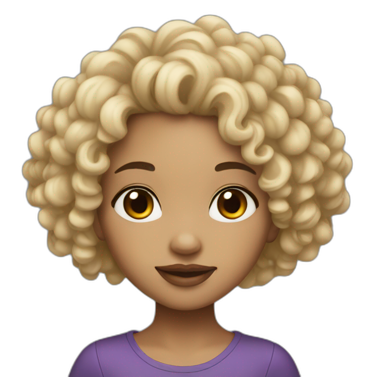 light skin girl with curly black hair emoji