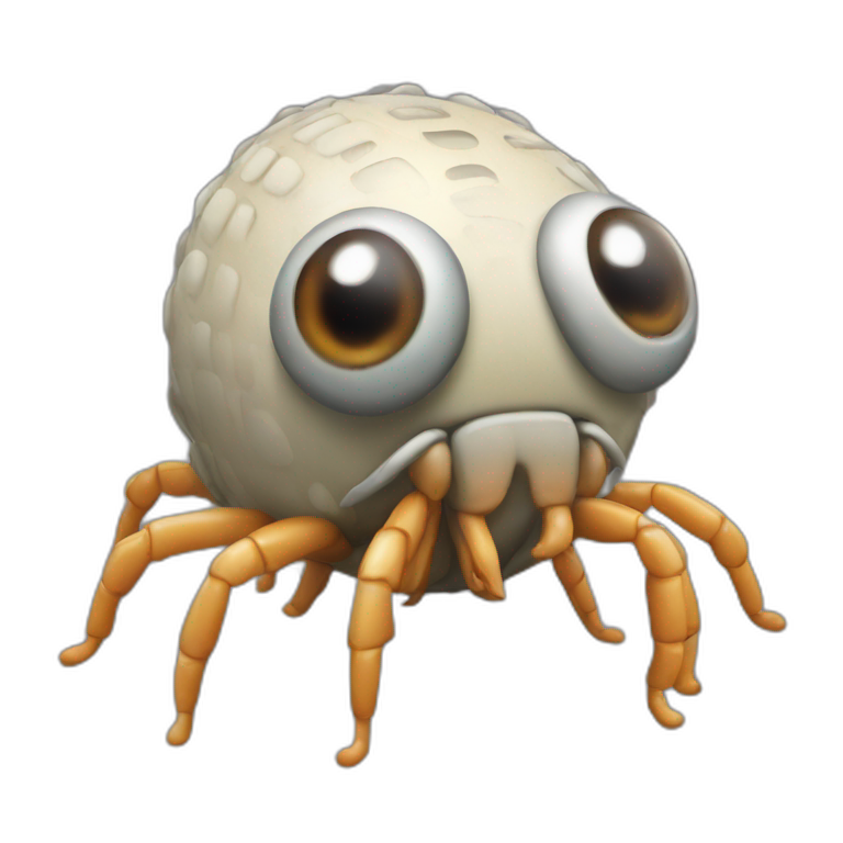 3d sphere with a cartoon Silverfish skin texture with big underdeveloped eyes emoji