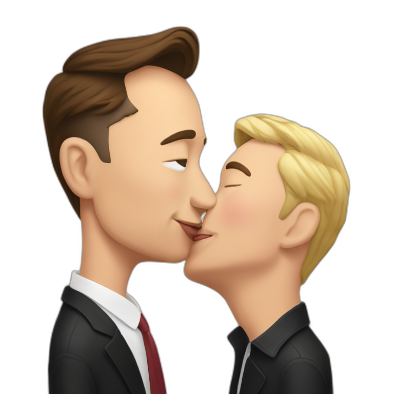 Elon Musk kissing Elon musk emoji