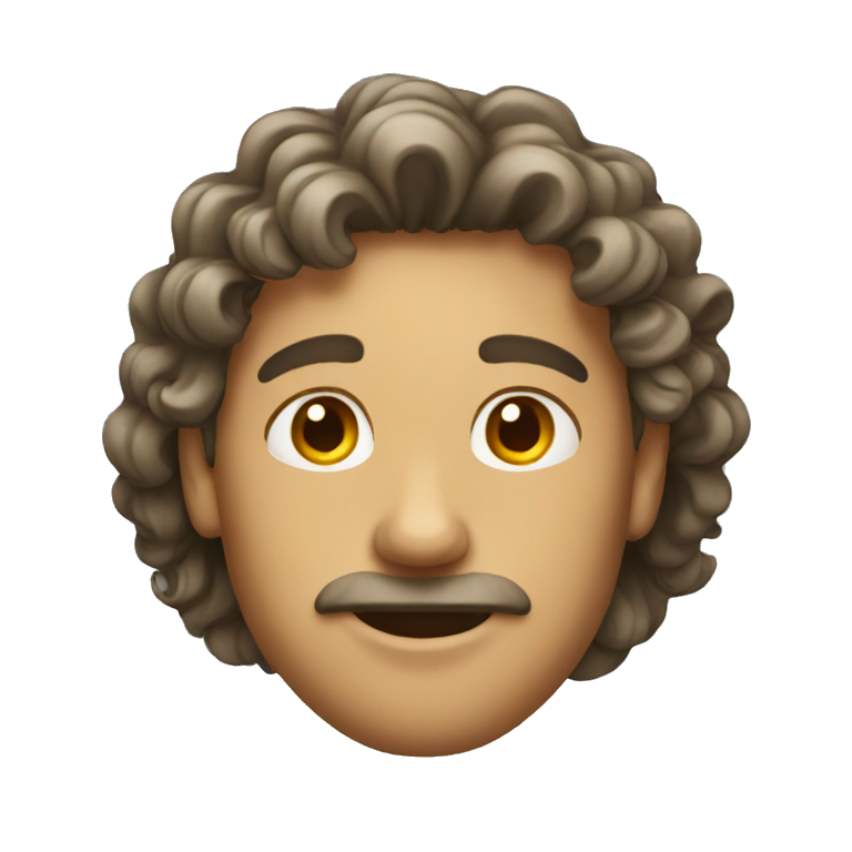 Guy with long curly hair tied emoji