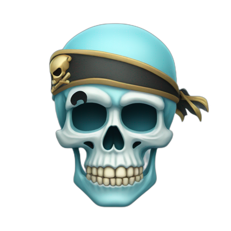 light blue skull pirate emoji