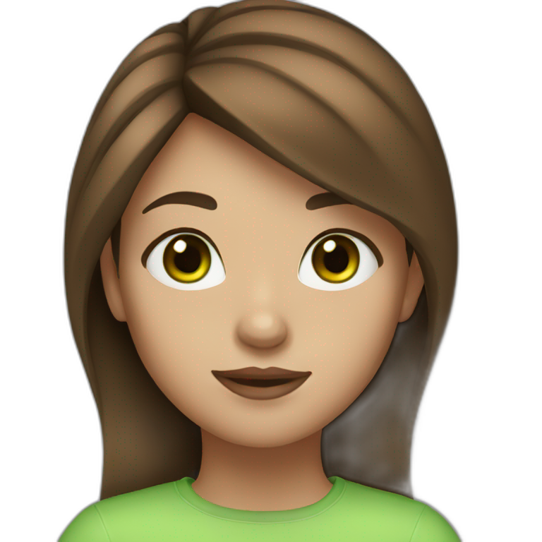 Girl brown hair and green eyes emoji