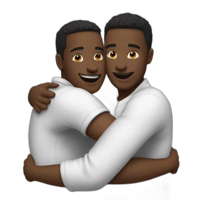 two whithe guys hugging emoji