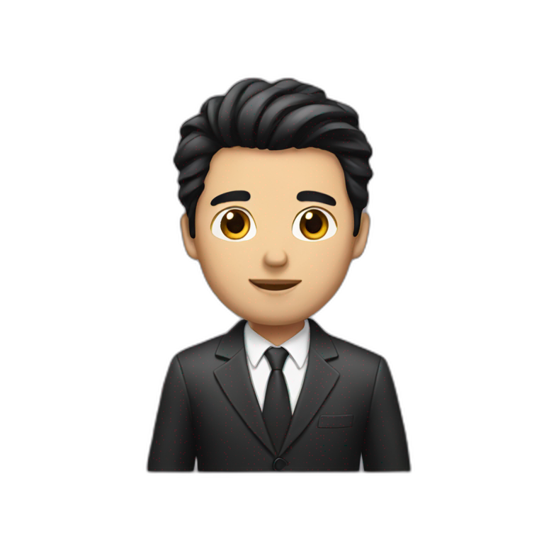 Men black hair with suit emoji