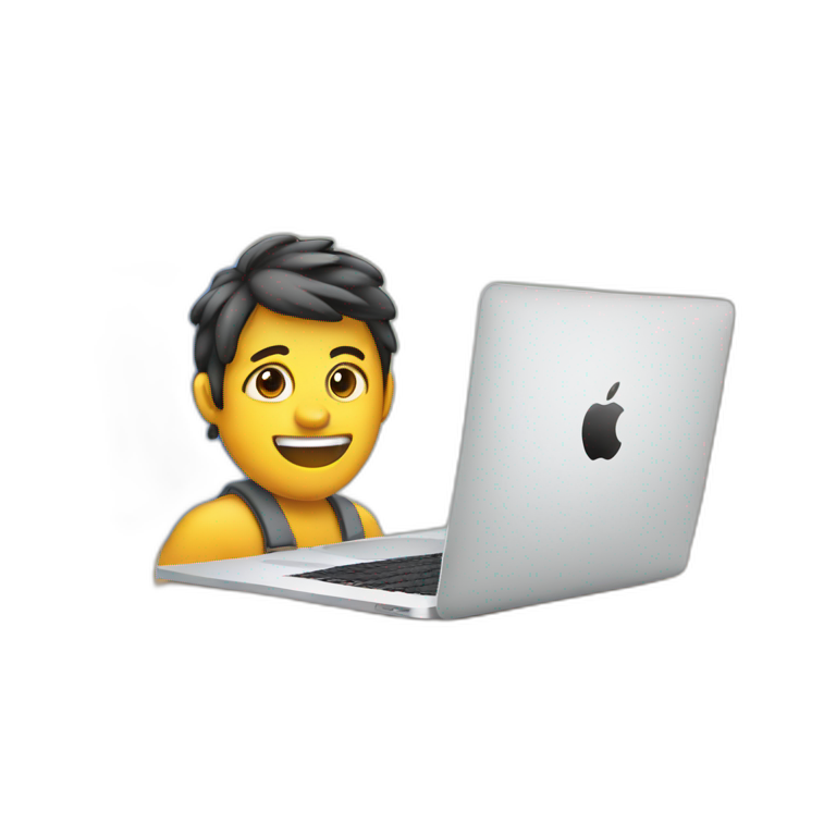 programmer codes on macbook emoji