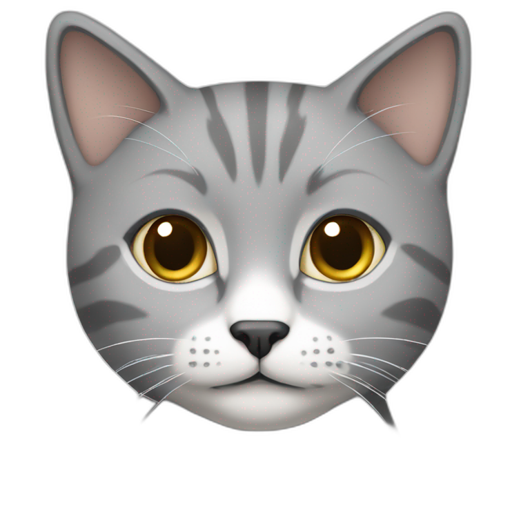grey and white short hair cat emoji