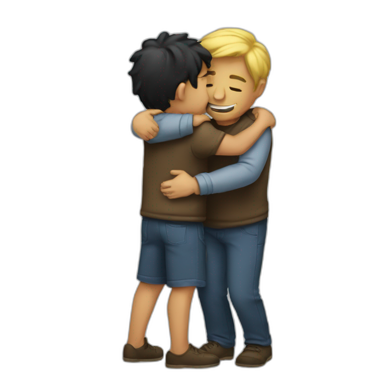 Two guys hugging emoji