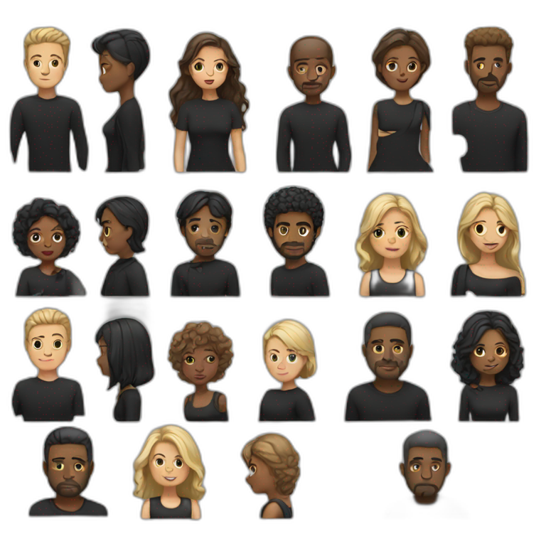 people wearing black clothes emoji