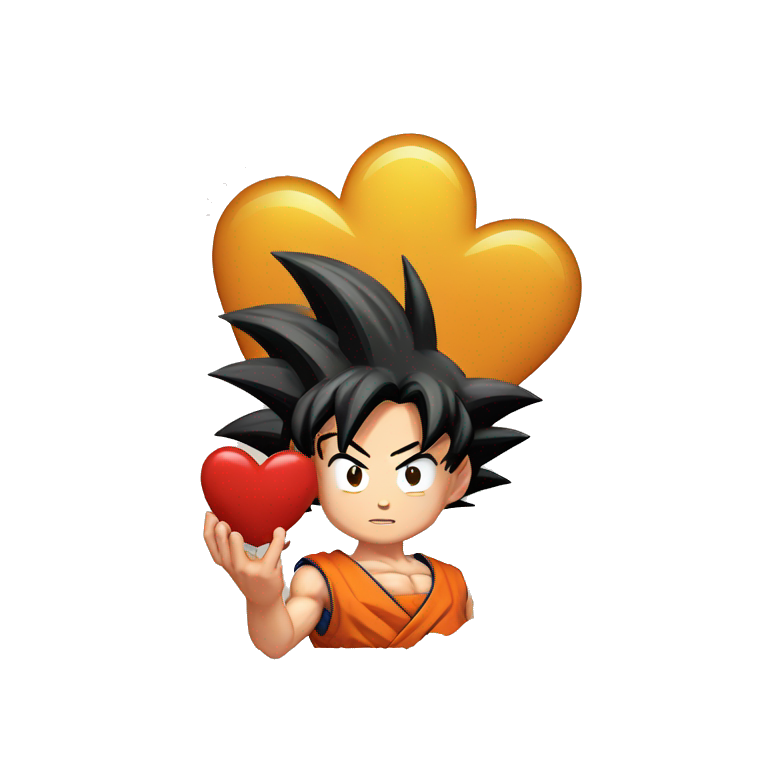 Goku con un corazon en sus manos emoji