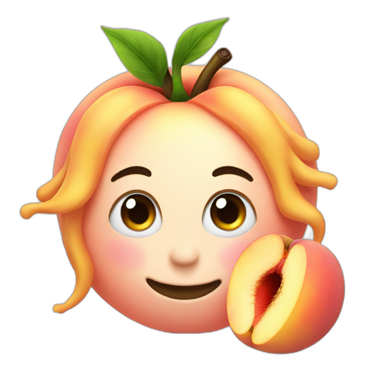 realistic peach with worm emoji