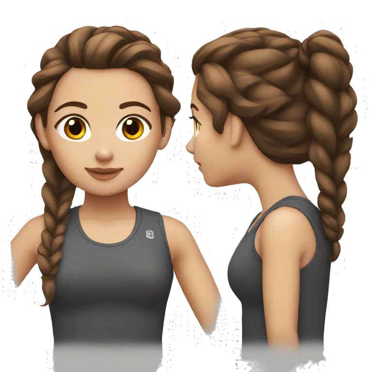 girl brown hair and gym clothes emoji