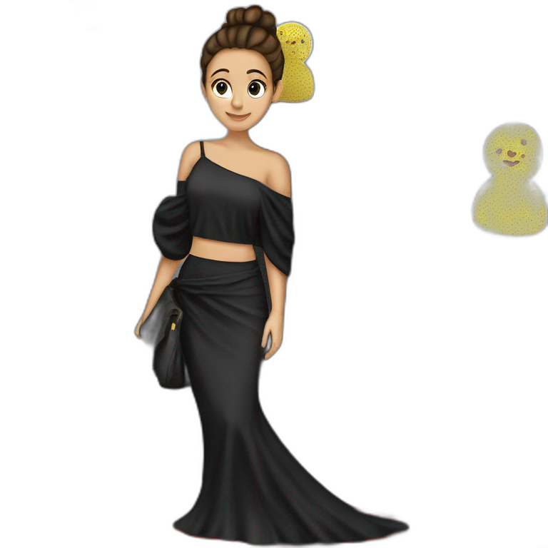 brown-haired girl in black dress emoji