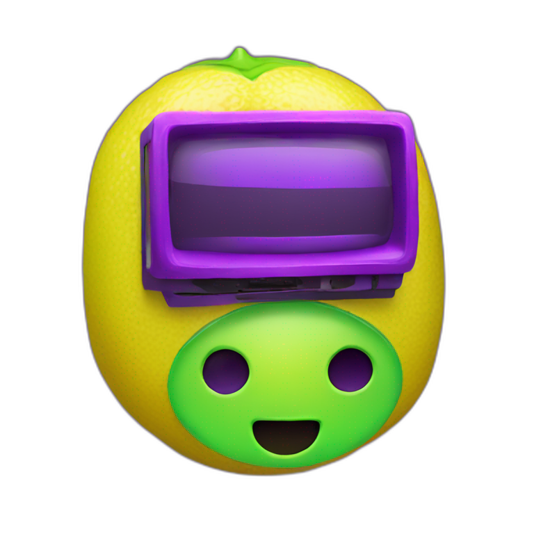 Lemon green and purple neon Videomaker emoji