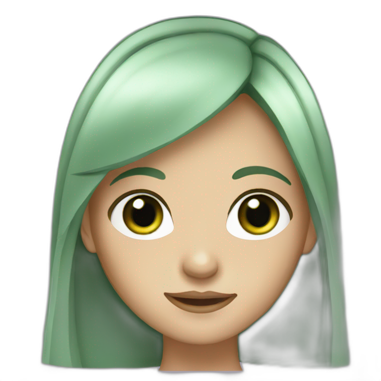 Girl with long Brown hair and green eyes emoji