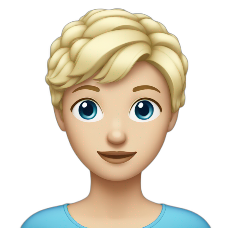 blonde girl with blue eyes and short hair emoji