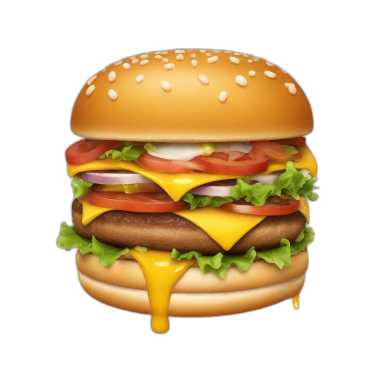 Emmanuel Macron mange un hamburger emoji