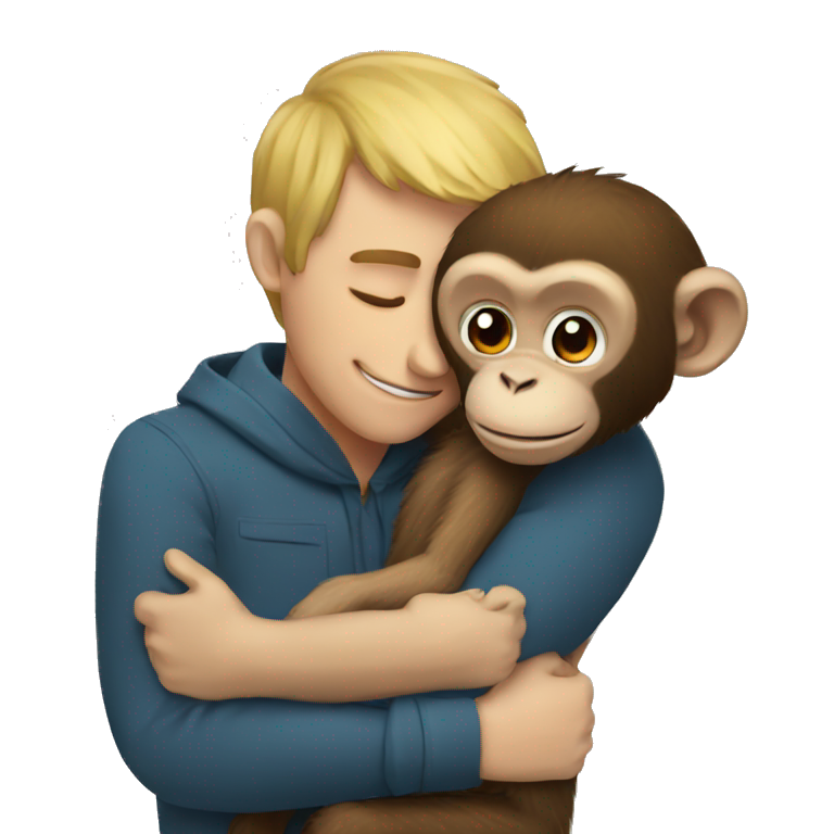 monkey hugging a man emoji