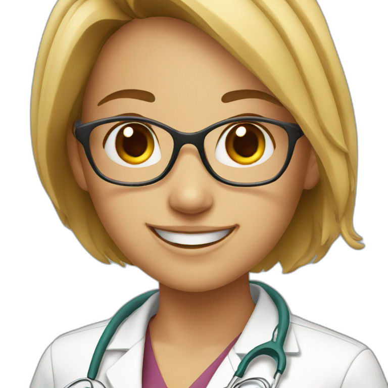 young female doctor smiling emoji