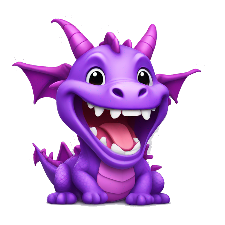 cute purple dragon laughing and  wearing purple clothes emoji