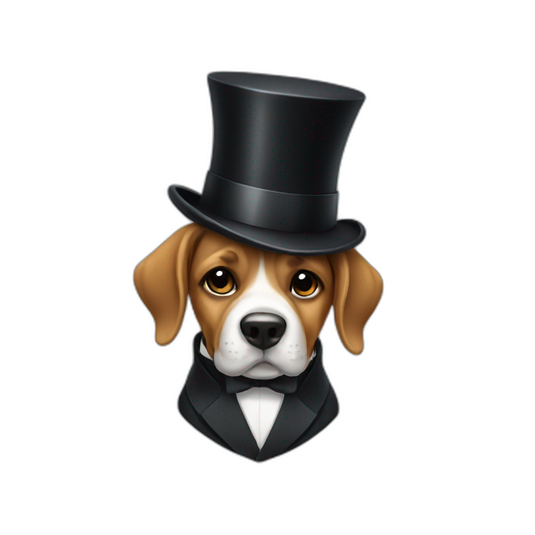Dog wearing top hat and suit emoji