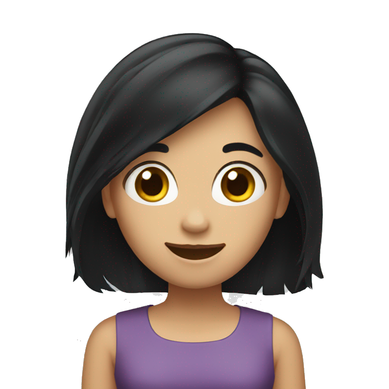 Girl long black hair waving emoji