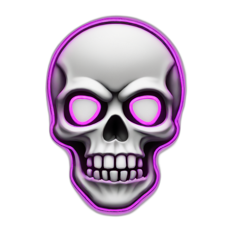 skull shape neon sign emoji