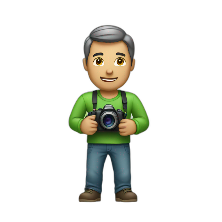 man with camera in green shirt emoji
