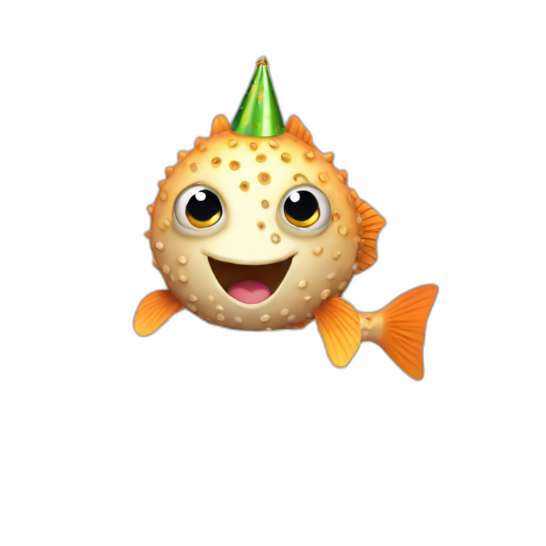 blowfish holding up happy birthday sign “Priya” emoji