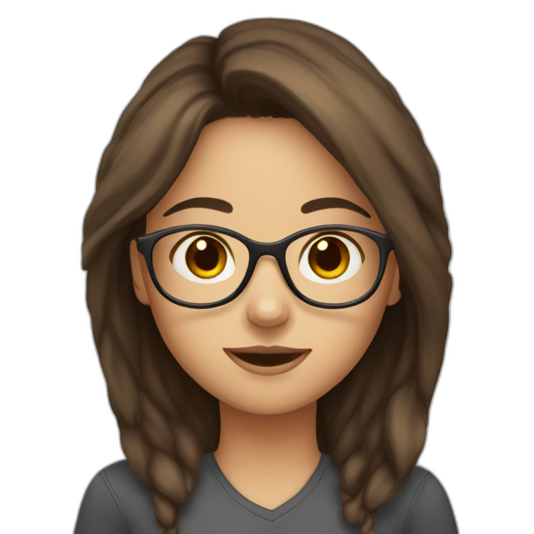 Girl with a brown hair, brown eyes and glasses emoji