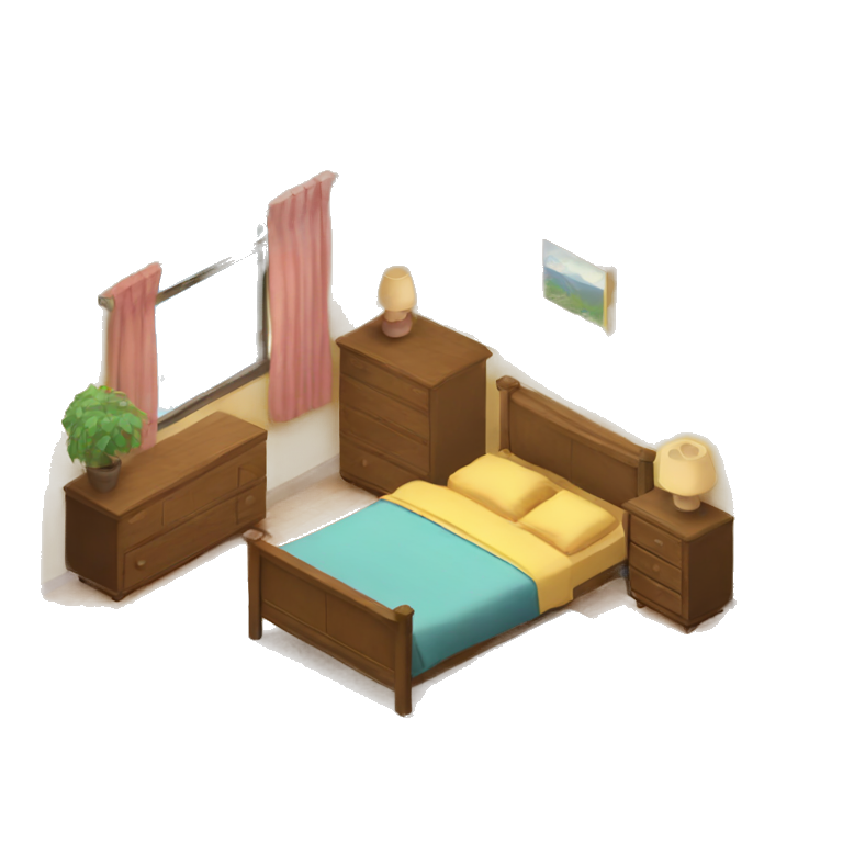 isometric bedroom emoji