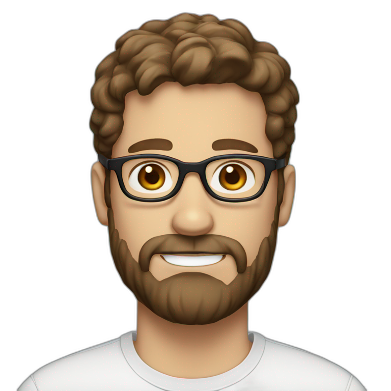 man with brown hair blue eyes beard and glasses emoji