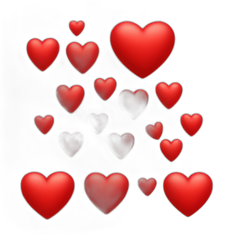 8 red hearts different sizes emoji