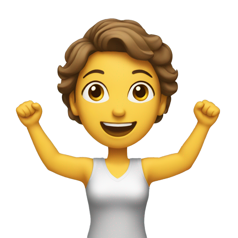 excited woman with arms raised above head emoji