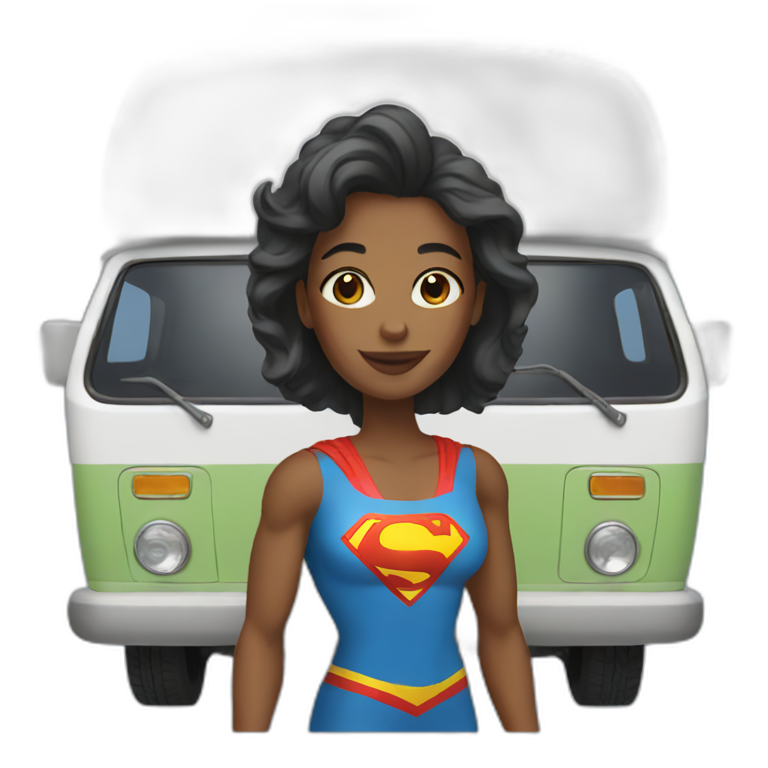 Superwoman with a camper van emoji