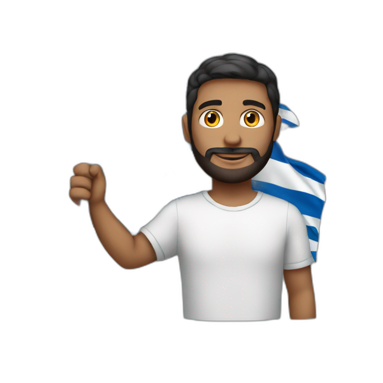 A man holding an Israeli flag emoji