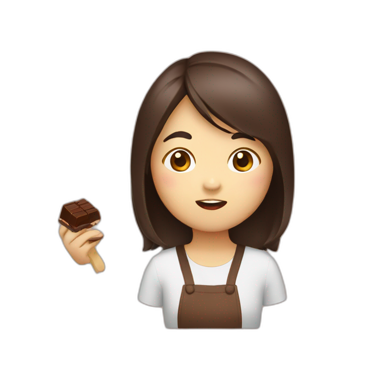 Asian eating chocolate emoji