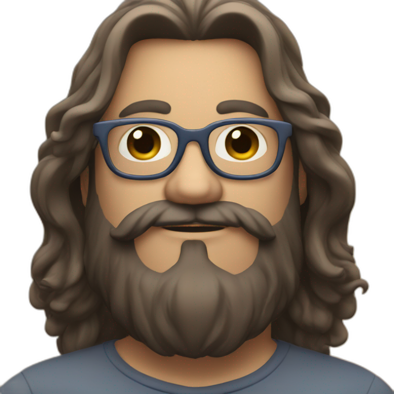 Big Guy with little beard and long hair and glasses  emoji