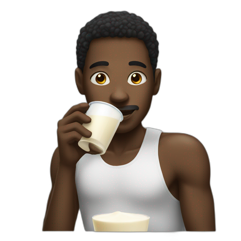 a black man drinking milk emoji