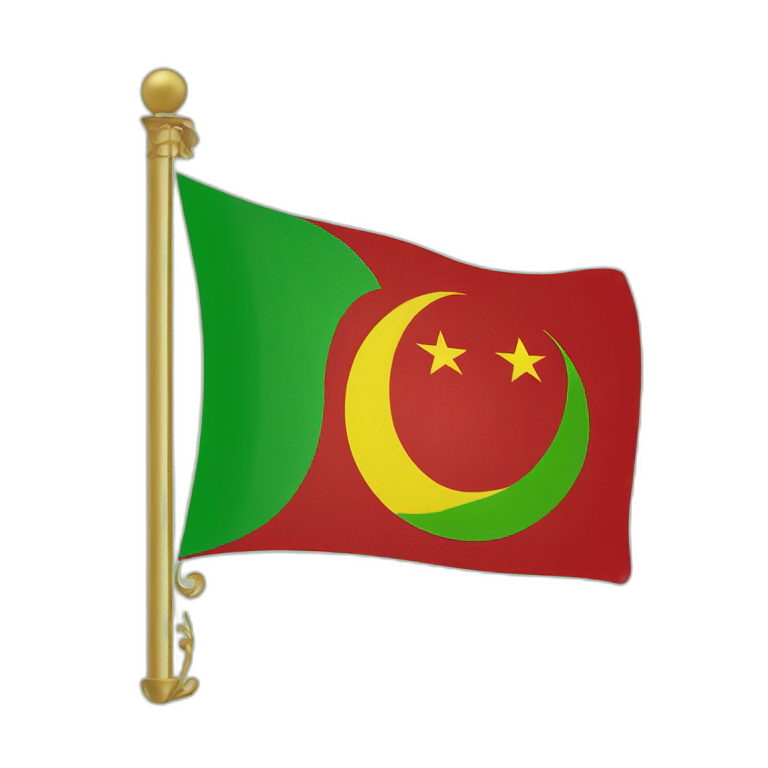 Ottoman Empire Flag, green oval in the middle,three yellow crescent, red flag. emoji