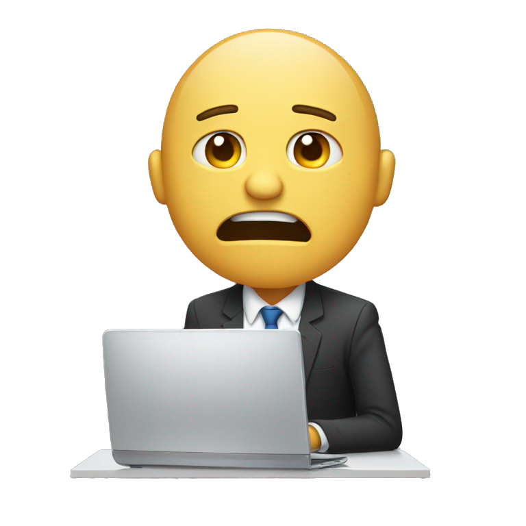 man crying in front of computer emoji