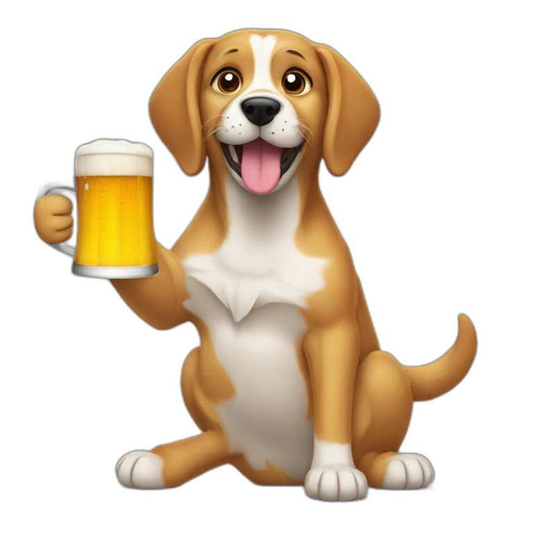 Dog drinking a beer emoji