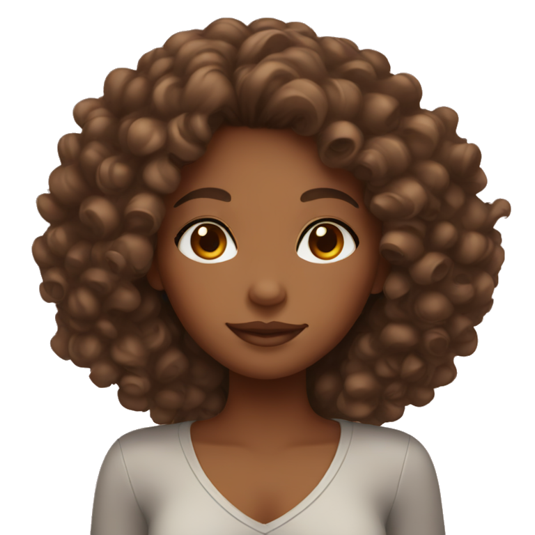 brown skin girl with curly hair  emoji