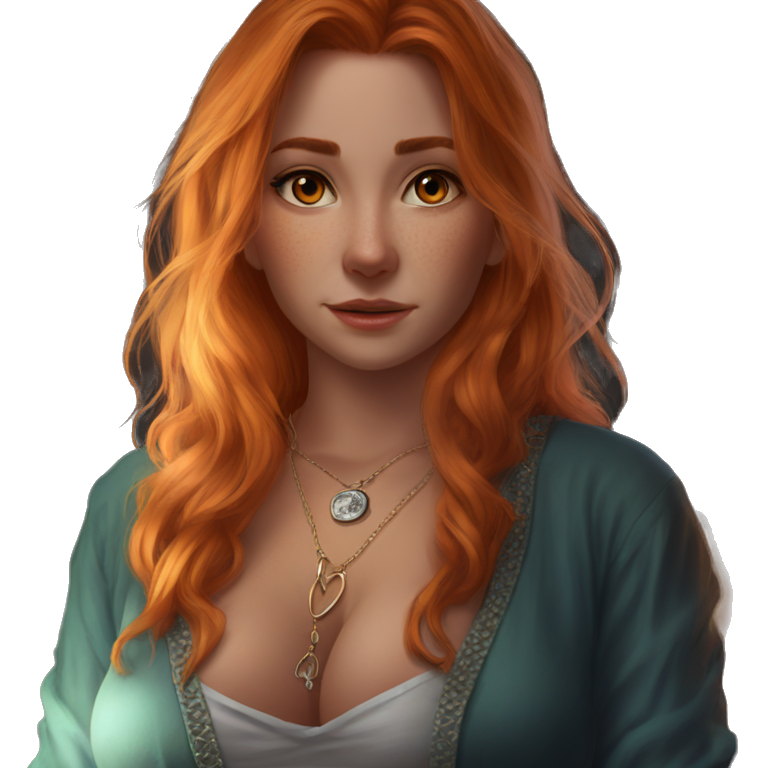 orange-haired girl with necklace emoji